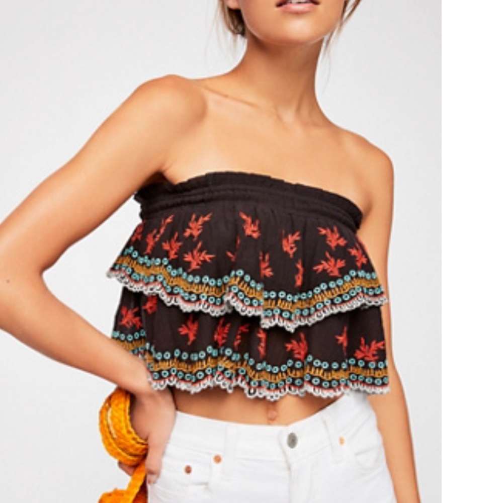 Free People Hi Honey Embroidered Top XS